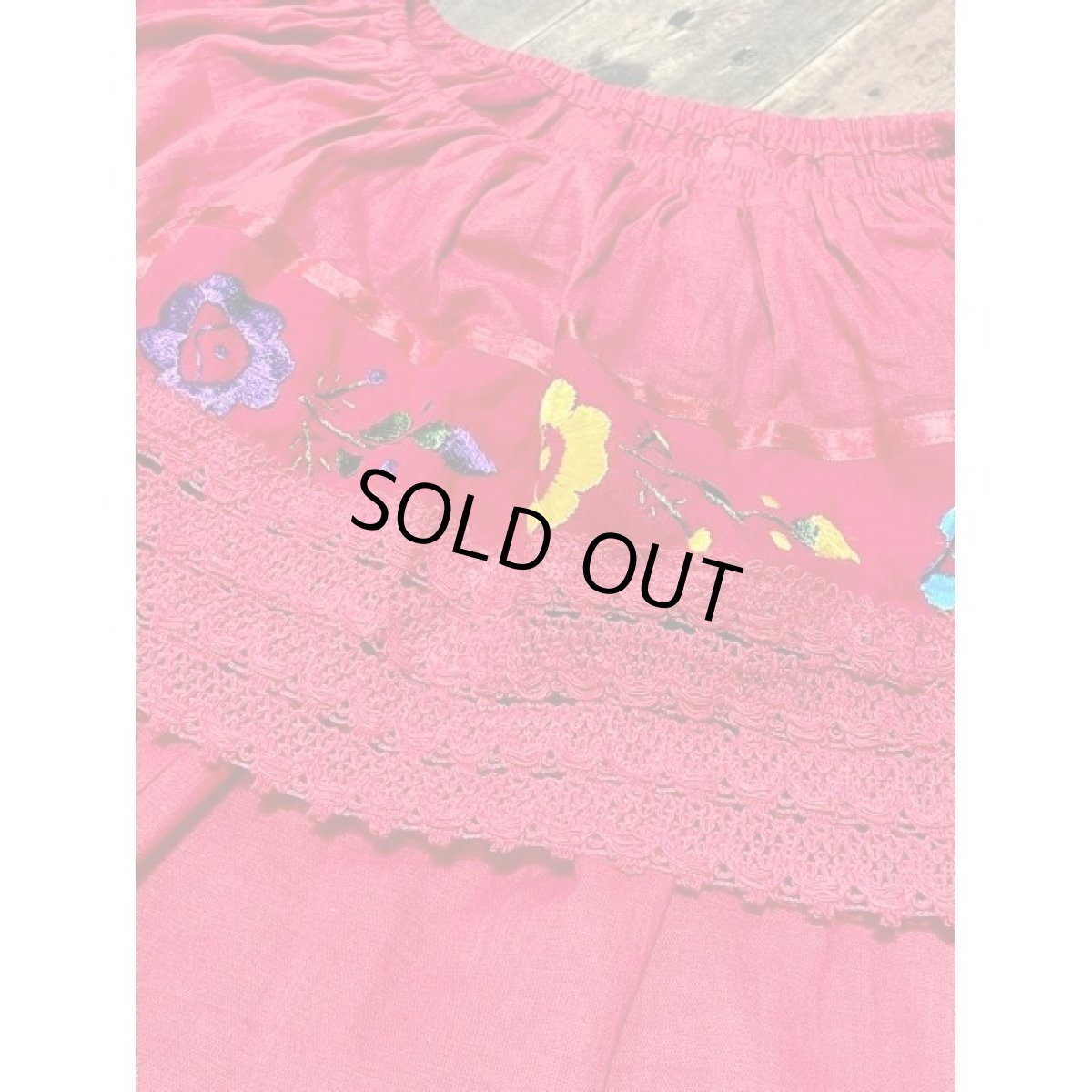 画像9: メキシカン刺繍 レース レッド フォークロア レトロ 古着 メキシコ製ヴィンテージ刺繍ブラウス (9)