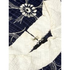 画像11: お花刺繍 70年代 半袖 昭和レトロ 国産古着 レトロワンピース ネイビー (11)
