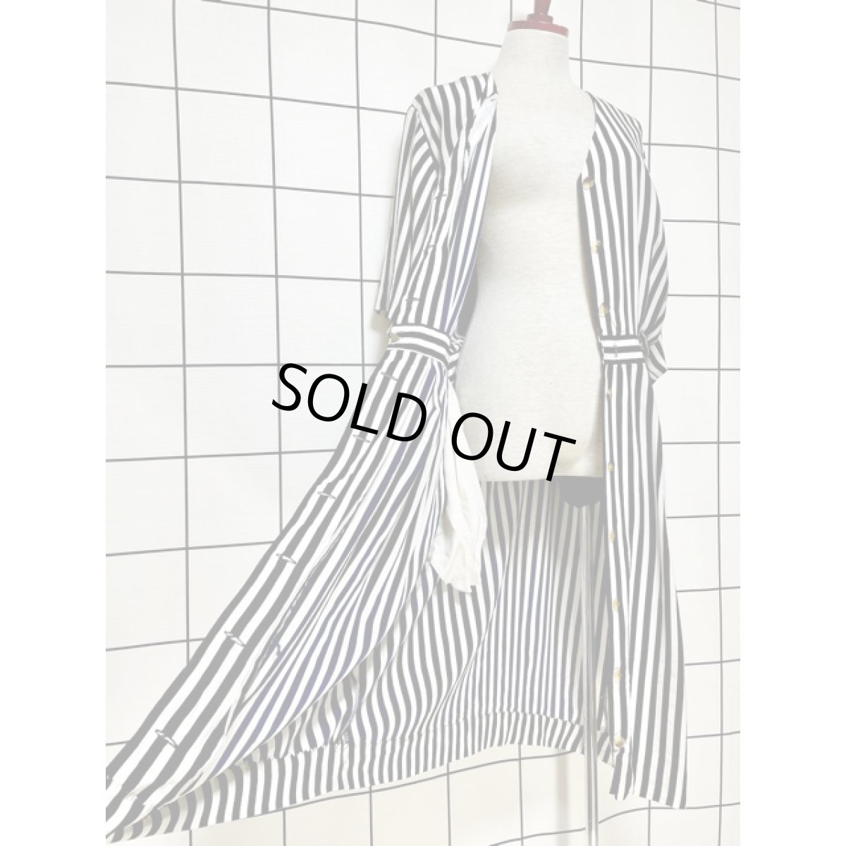 画像10: USA古着 ワンピース ヴィンテージ ストライプ柄 前開き レトロ  (10)