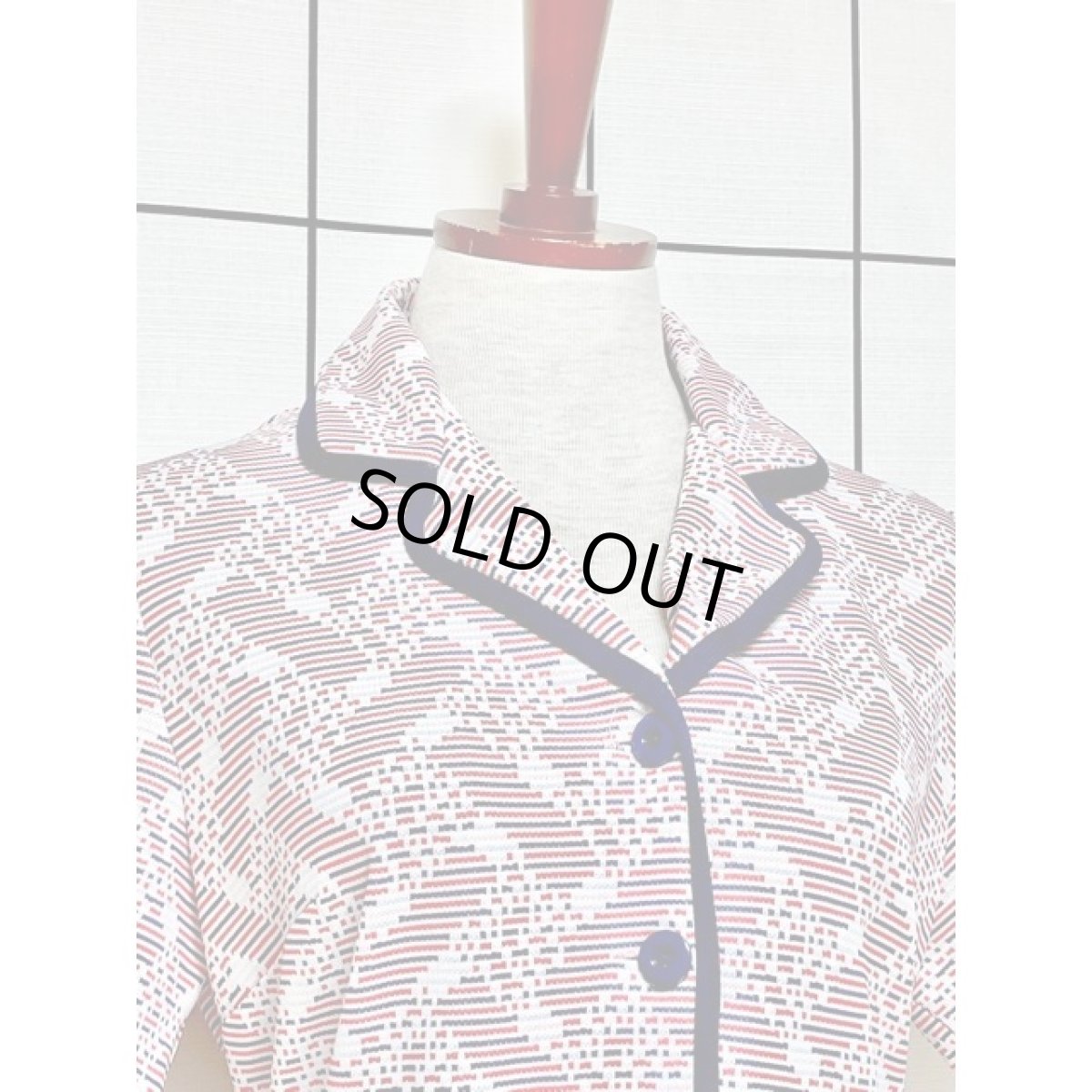 画像5: ヨーロッパ古着 70'sVintage トリコロールカラー 綺麗なシルエット 半袖 レトロ ヴィンテージワンピース ホワイト ネイビー レッド【V8614】 (5)