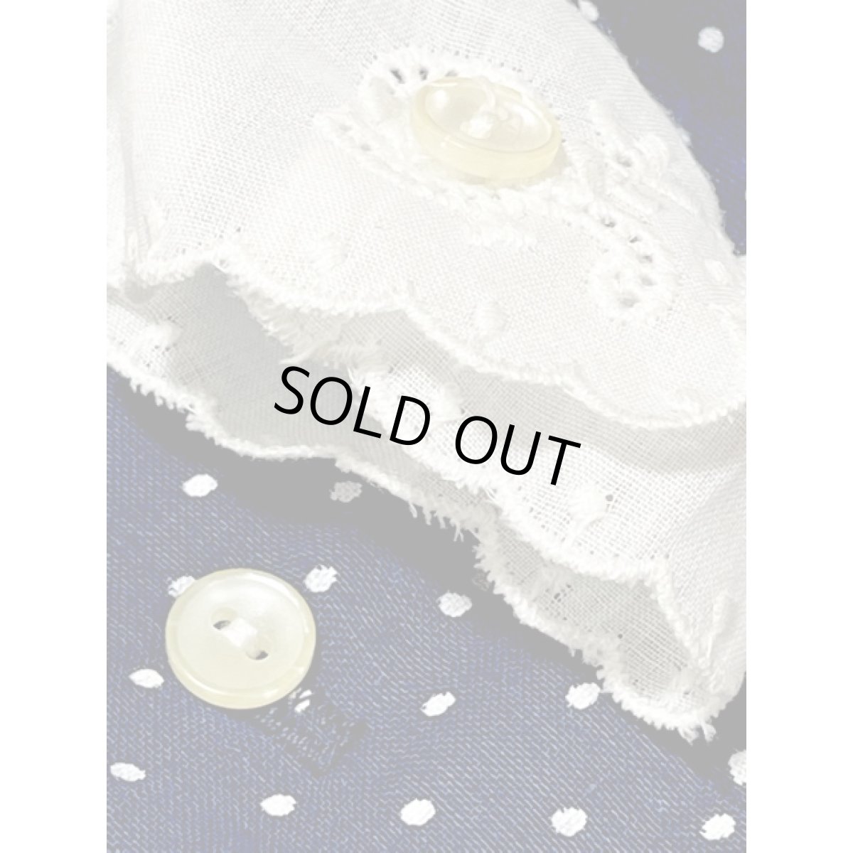 画像11: レース襟 リボン ドット柄 ネイビー ホワイト レトロ 長袖 USA古着 ヴィンテージワンピース【V8619】 (11)