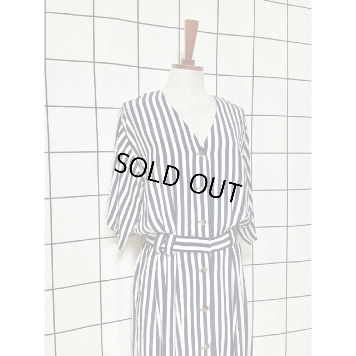 画像3: USA古着 ワンピース ヴィンテージ ストライプ柄 前開き レトロ  (3)