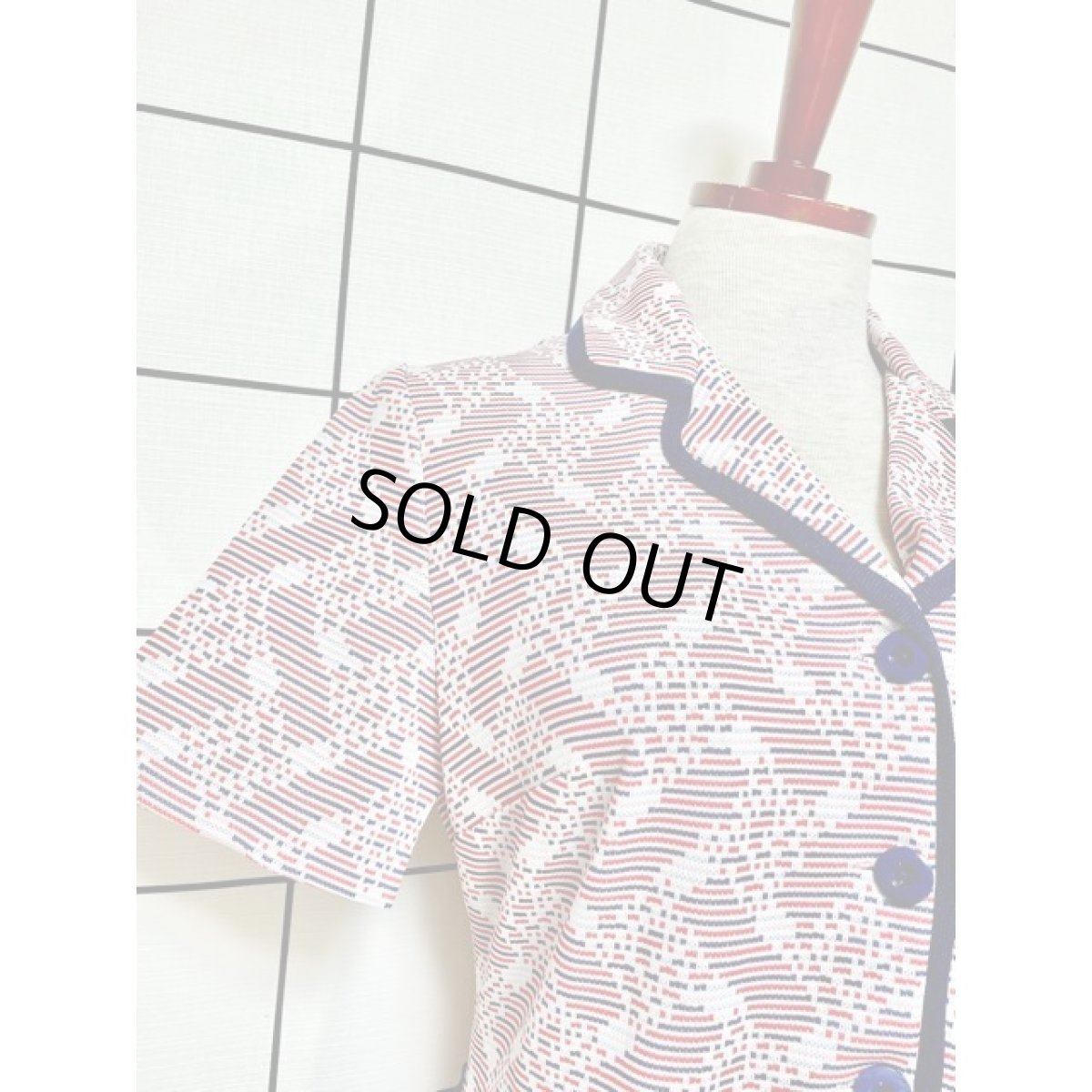 画像6: ヨーロッパ古着 70'sVintage トリコロールカラー 綺麗なシルエット 半袖 レトロ ヴィンテージワンピース ホワイト ネイビー レッド【V8614】 (6)