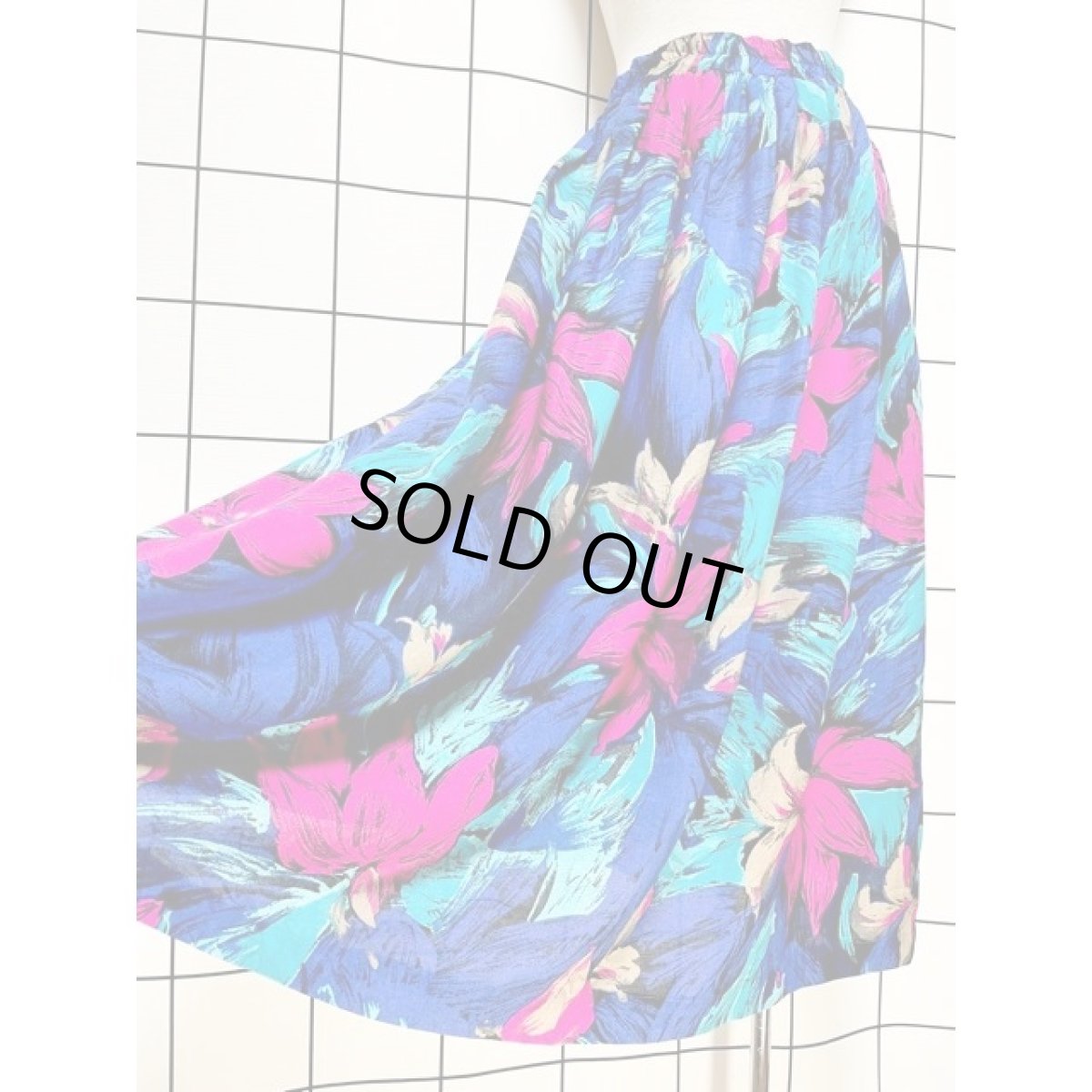 画像6: ヨーロッパ古着 アート調 花柄 ウエストゴム レトロ ヴィンテージスカート (6)