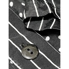 画像9: アメリカ古着 ドット ストライプ オーバーサイズ レトロ 半袖 シャツ ヴィンテージブラウス ホワイト ブラック (9)