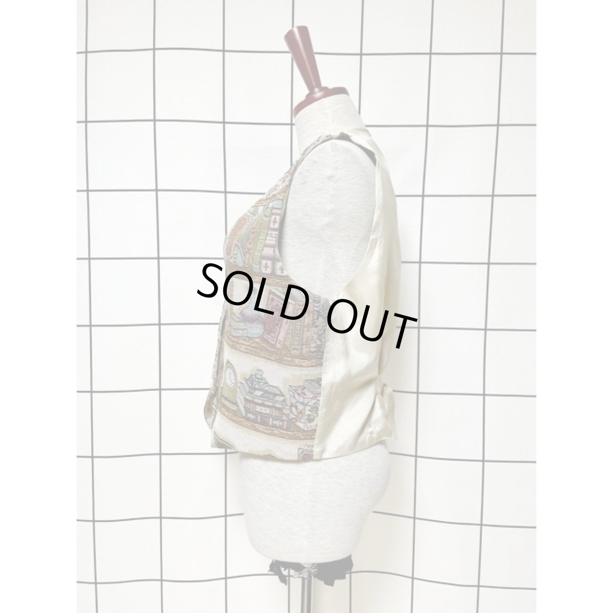 画像2: アメリカ古着 ゴブラン 後ろリボン レトロ ベスト (2)