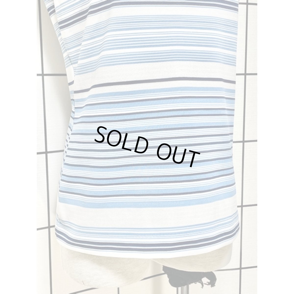 画像6: アメリカ古着 ボーダー柄 レトロ ノースリーブ シャツ ヴィンテージトップス (6)