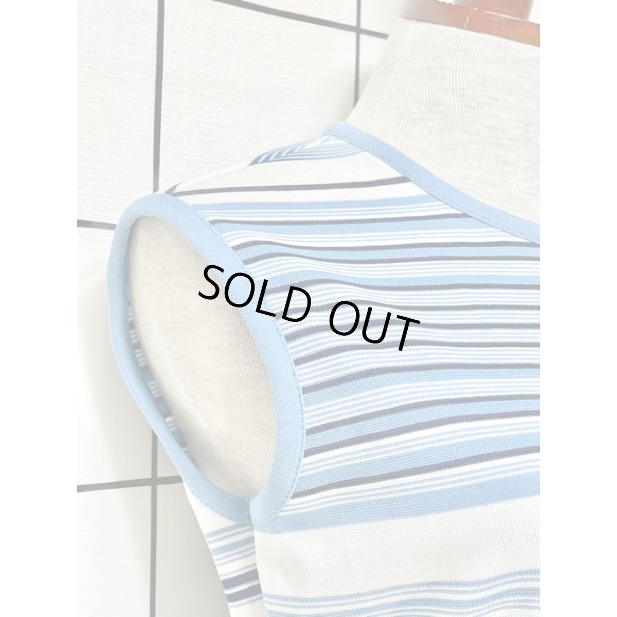 画像5: アメリカ古着 ボーダー柄 レトロ ノースリーブ シャツ ヴィンテージトップス (5)