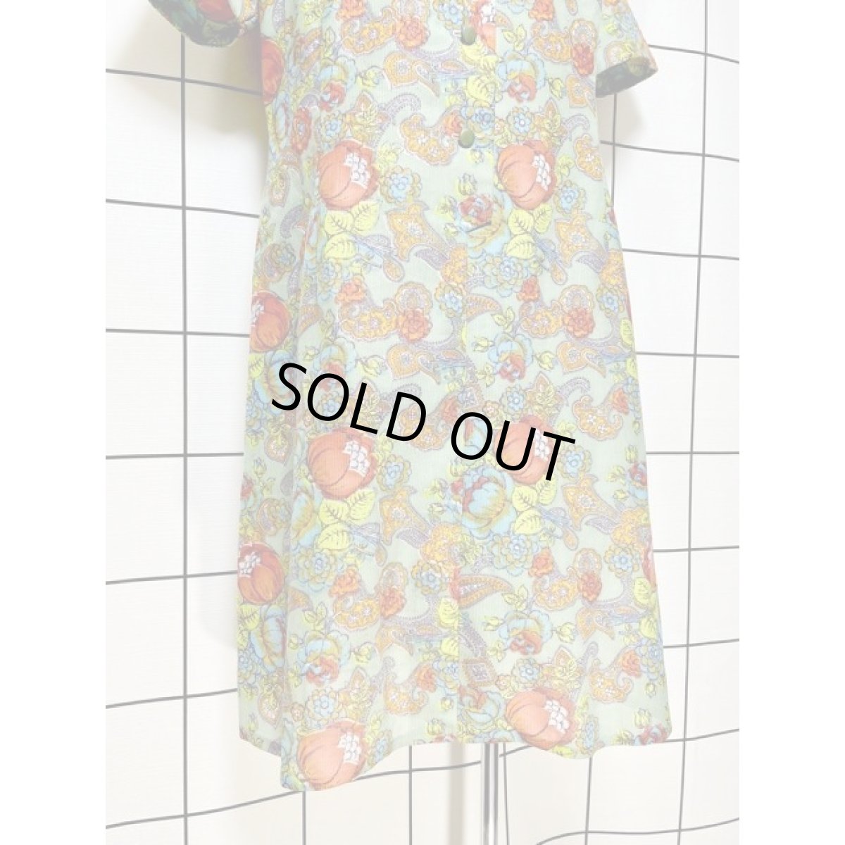 画像9: フランス古着 ヨーロッパ古着 ボタニカル柄 半袖 レトロ ヴィンテージワンピース【V8657】 (9)