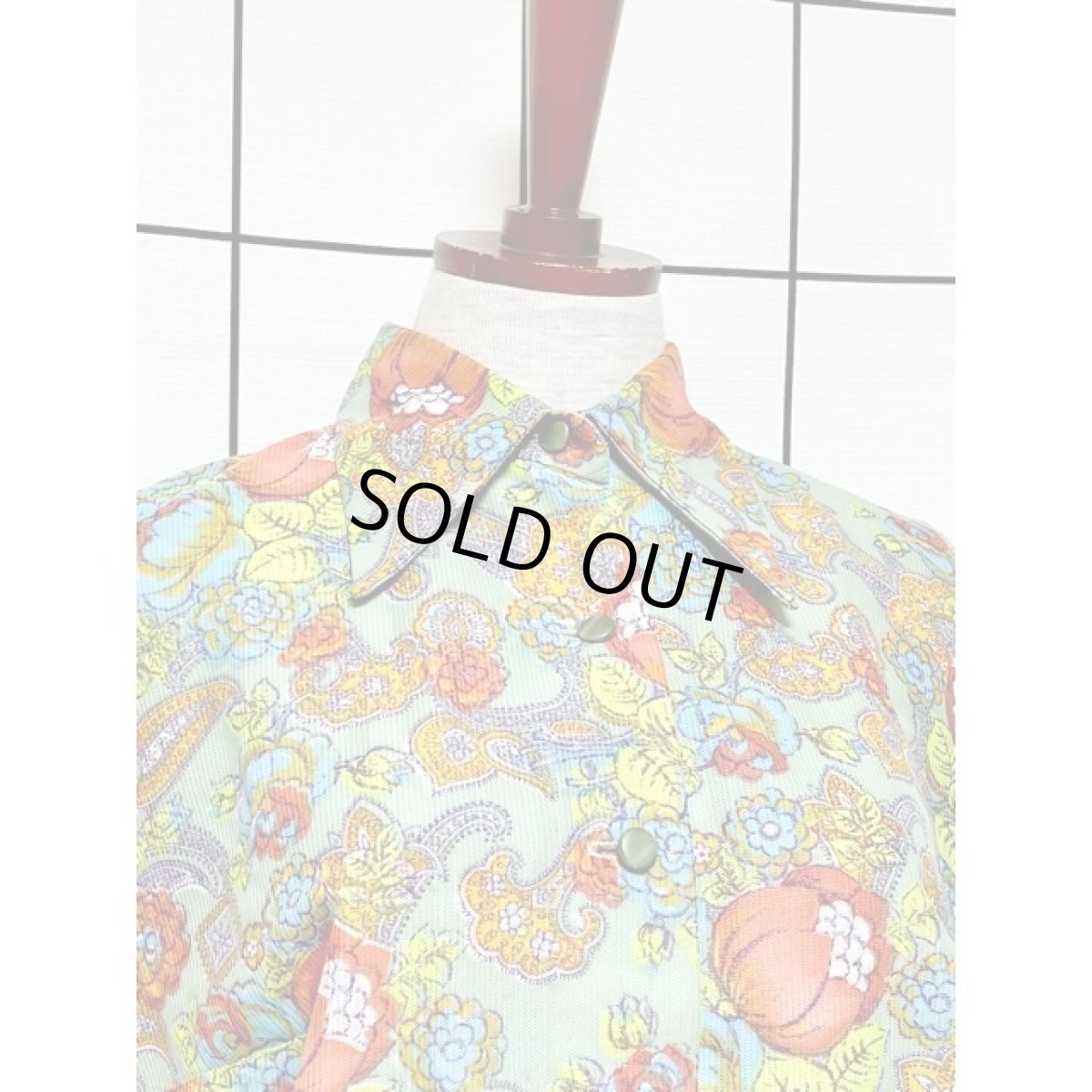 画像6: フランス古着 ヨーロッパ古着 ボタニカル柄 半袖 レトロ ヴィンテージワンピース【V8657】 (6)