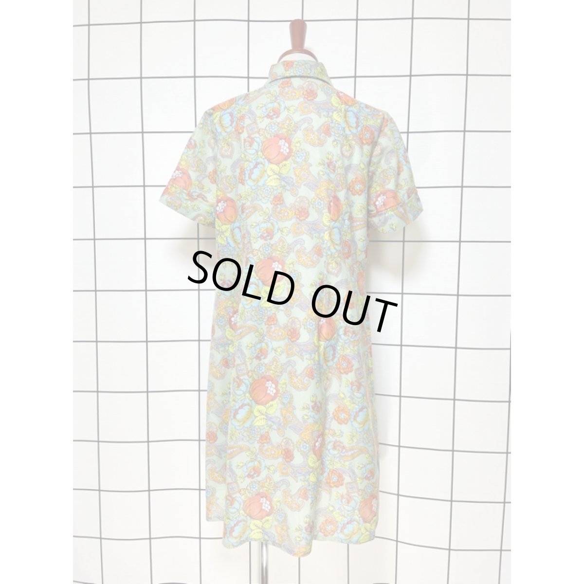 画像2: フランス古着 ヨーロッパ古着 ボタニカル柄 半袖 レトロ ヴィンテージワンピース【V8657】 (2)