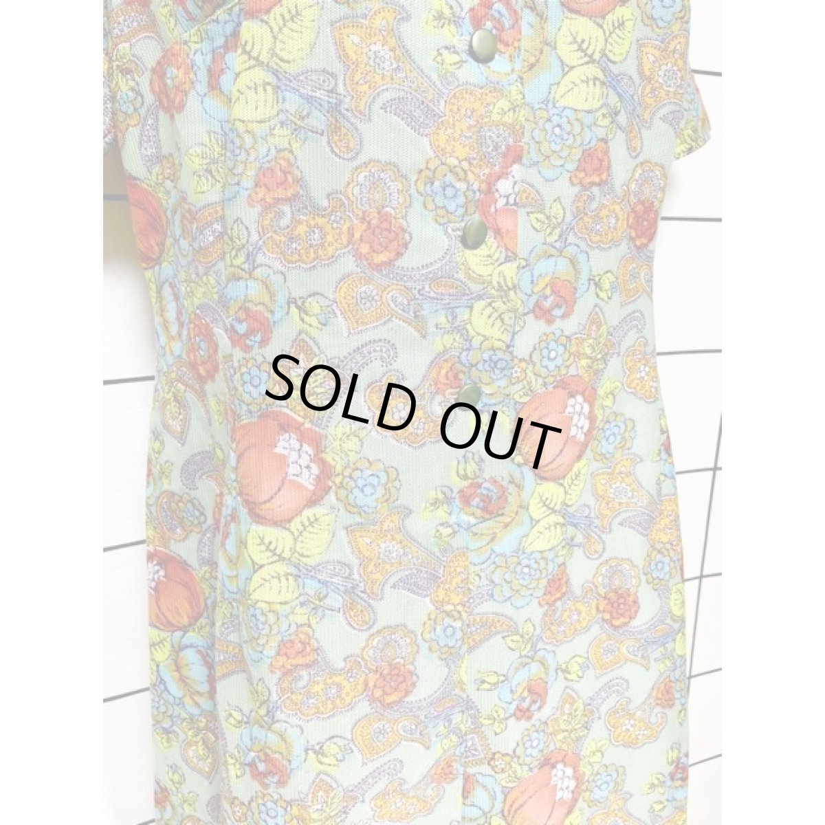 画像8: フランス古着 ヨーロッパ古着 ボタニカル柄 半袖 レトロ ヴィンテージワンピース【V8657】 (8)