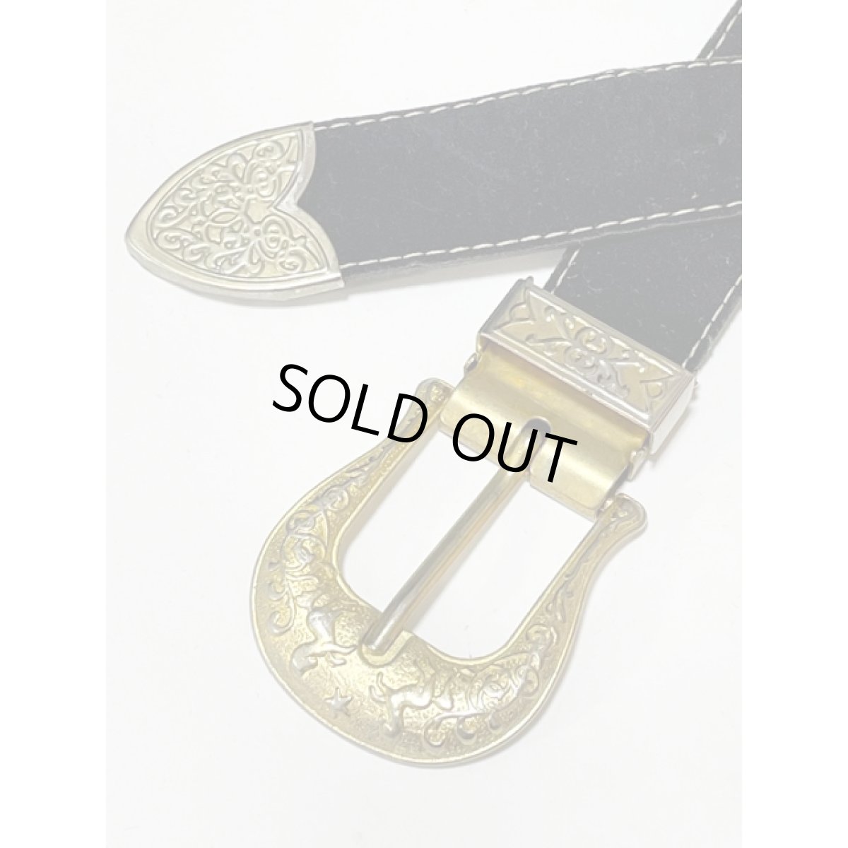 画像4: レトロアンティーク  ヴィンテージ 古着 ベルト ブラック【V8687】 (4)