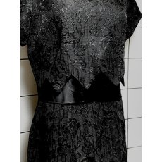 画像7: アメリカ古着 花模様織り 結婚式 パーティー フォーマル クラシカル ヴィンテージドレス ブラック 黒 (7)