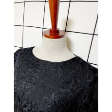 画像4: アメリカ古着 花模様織り 結婚式 パーティー フォーマル クラシカル ヴィンテージドレス ブラック 黒 (4)