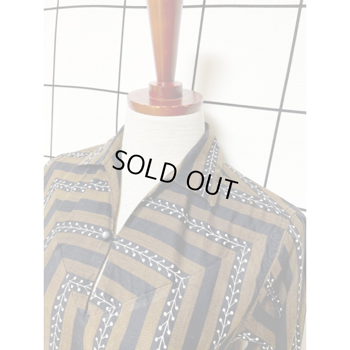 画像4: アメリカ古着 ストライプ柄 プルオーバー 長袖 シャツ ブラウス ヴィンテージトップス (4)