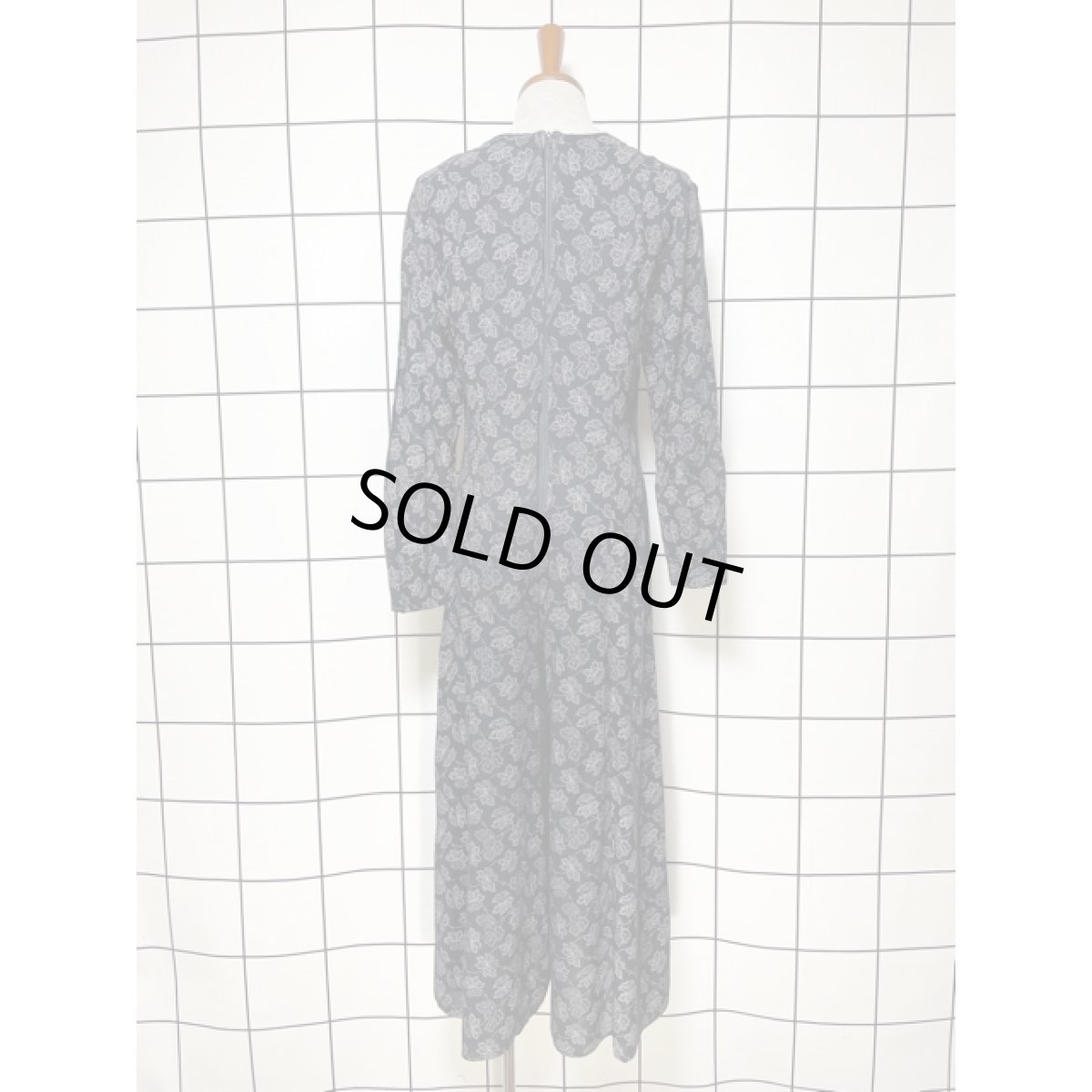 画像2: アメリカ古着 カットワークレース ピンドット 花柄 ワイドパンツ 長袖 レトロ ヴィンテージオールインワン (2)