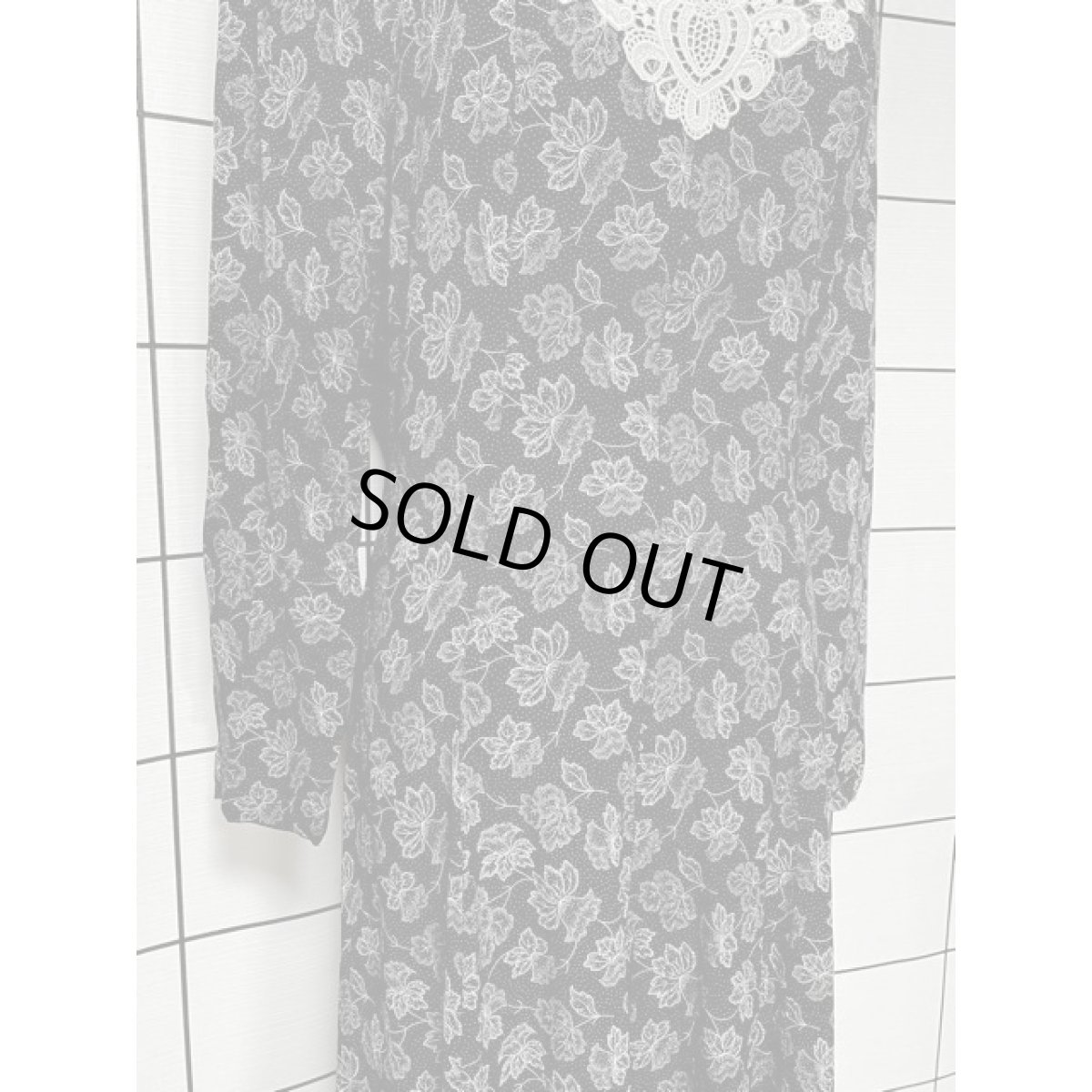 画像7: アメリカ古着 カットワークレース ピンドット 花柄 ワイドパンツ 長袖 レトロ ヴィンテージオールインワン (7)