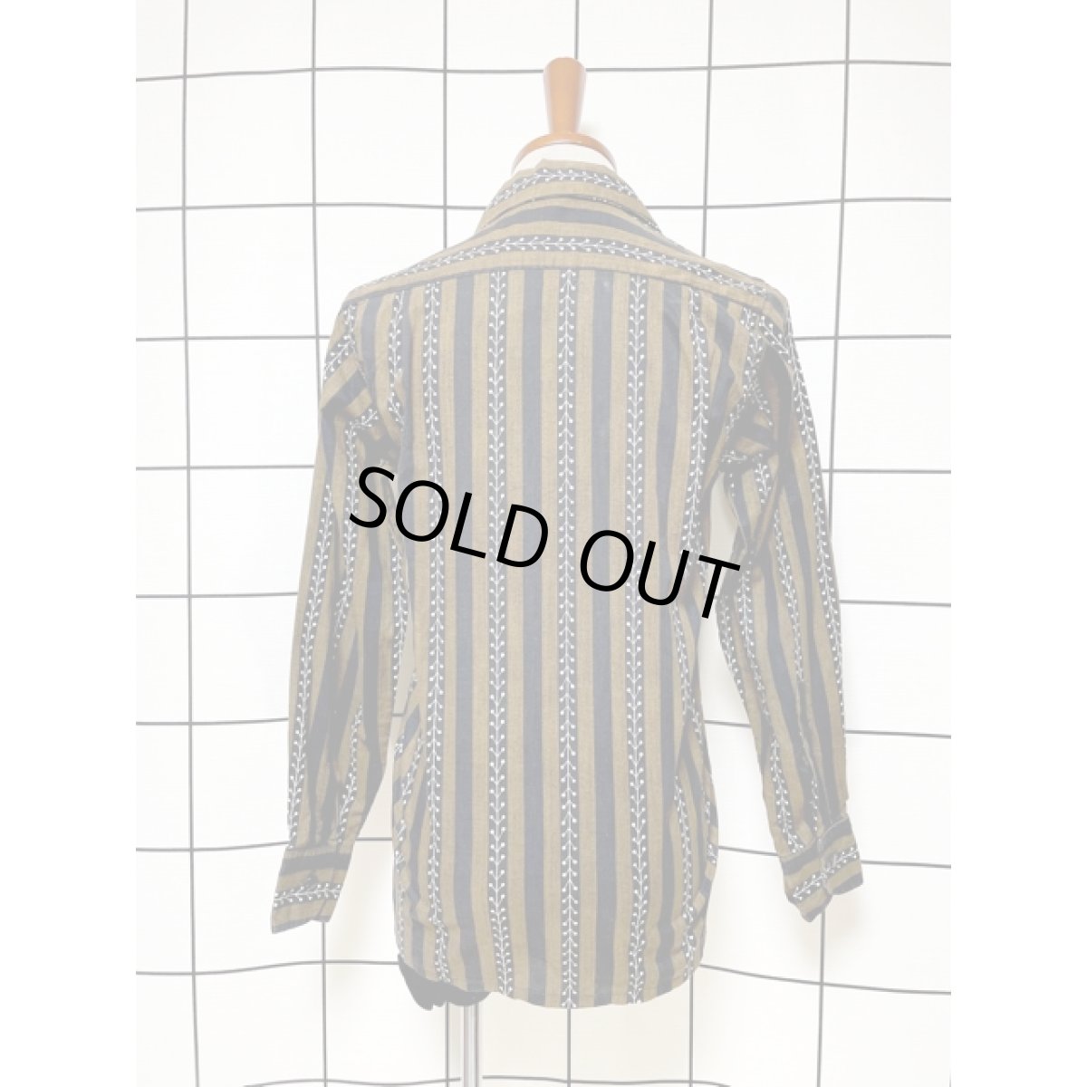 画像2: アメリカ古着 ストライプ柄 プルオーバー 長袖 シャツ ブラウス ヴィンテージトップス (2)