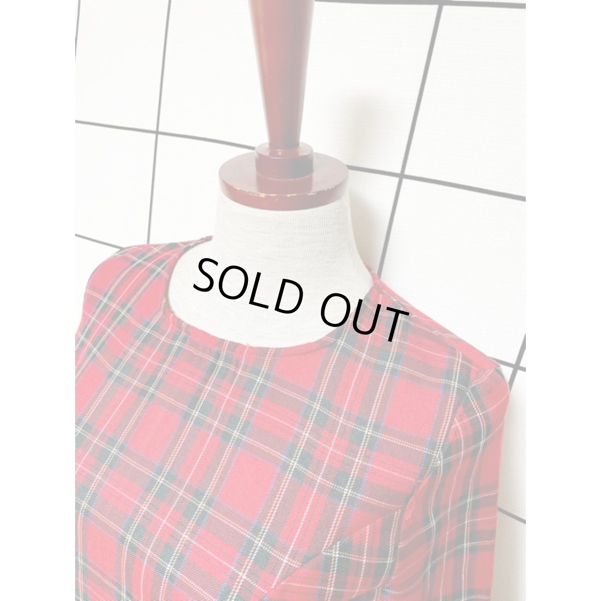 画像5: アメリカ古着 タータンチェックでトラッドガーリースタイル Aライン レトロ 長袖 ヴィンテージワンピース【8704】 (5)