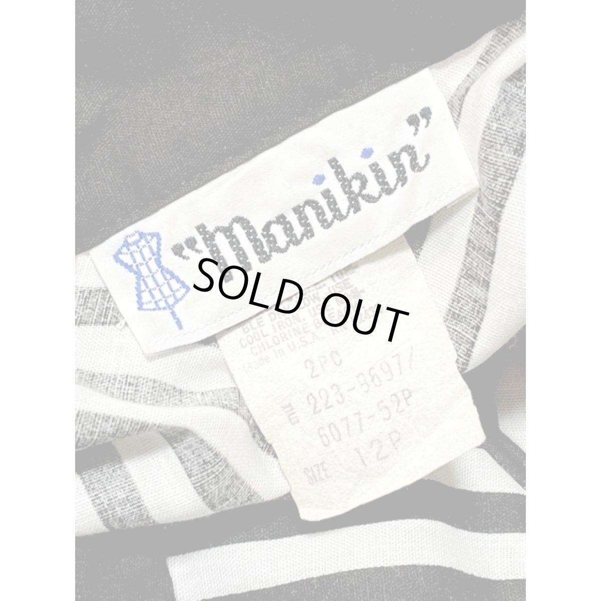 画像11: アメリカ古着 ワンピース ヴィンテージ モノクロストライプ ウエストゴム レトロ (11)