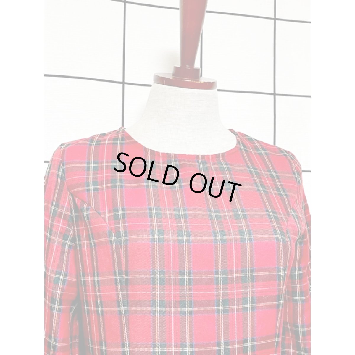 画像6: アメリカ古着 タータンチェックでトラッドガーリースタイル Aライン レトロ 長袖 ヴィンテージワンピース【8704】 (6)