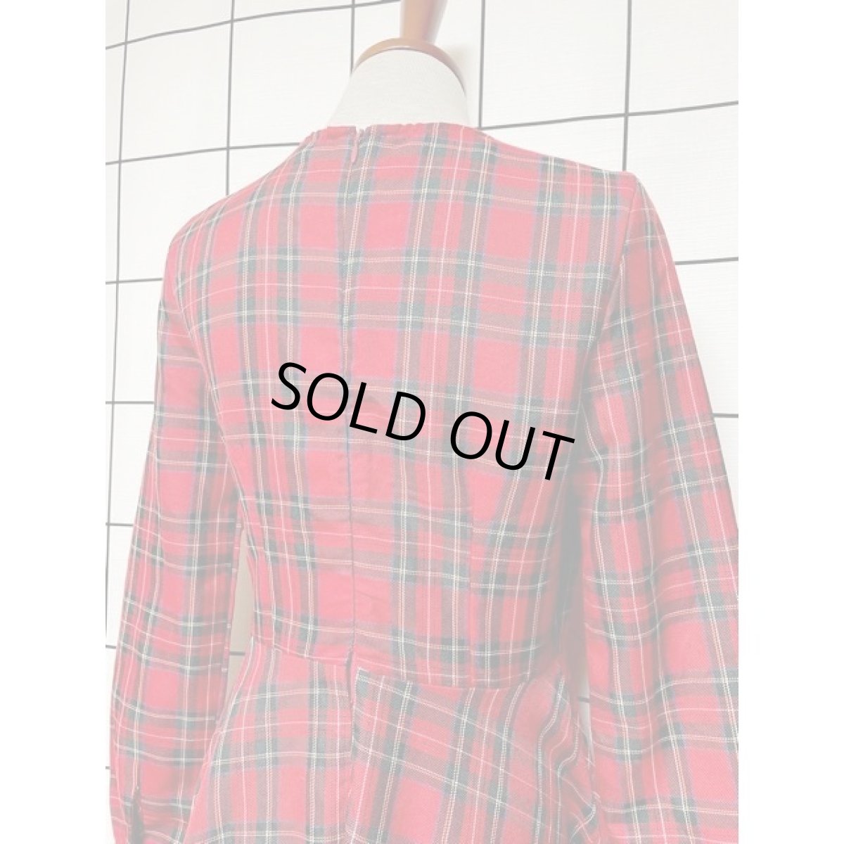 画像3: アメリカ古着 タータンチェックでトラッドガーリースタイル Aライン レトロ 長袖 ヴィンテージワンピース【8704】 (3)