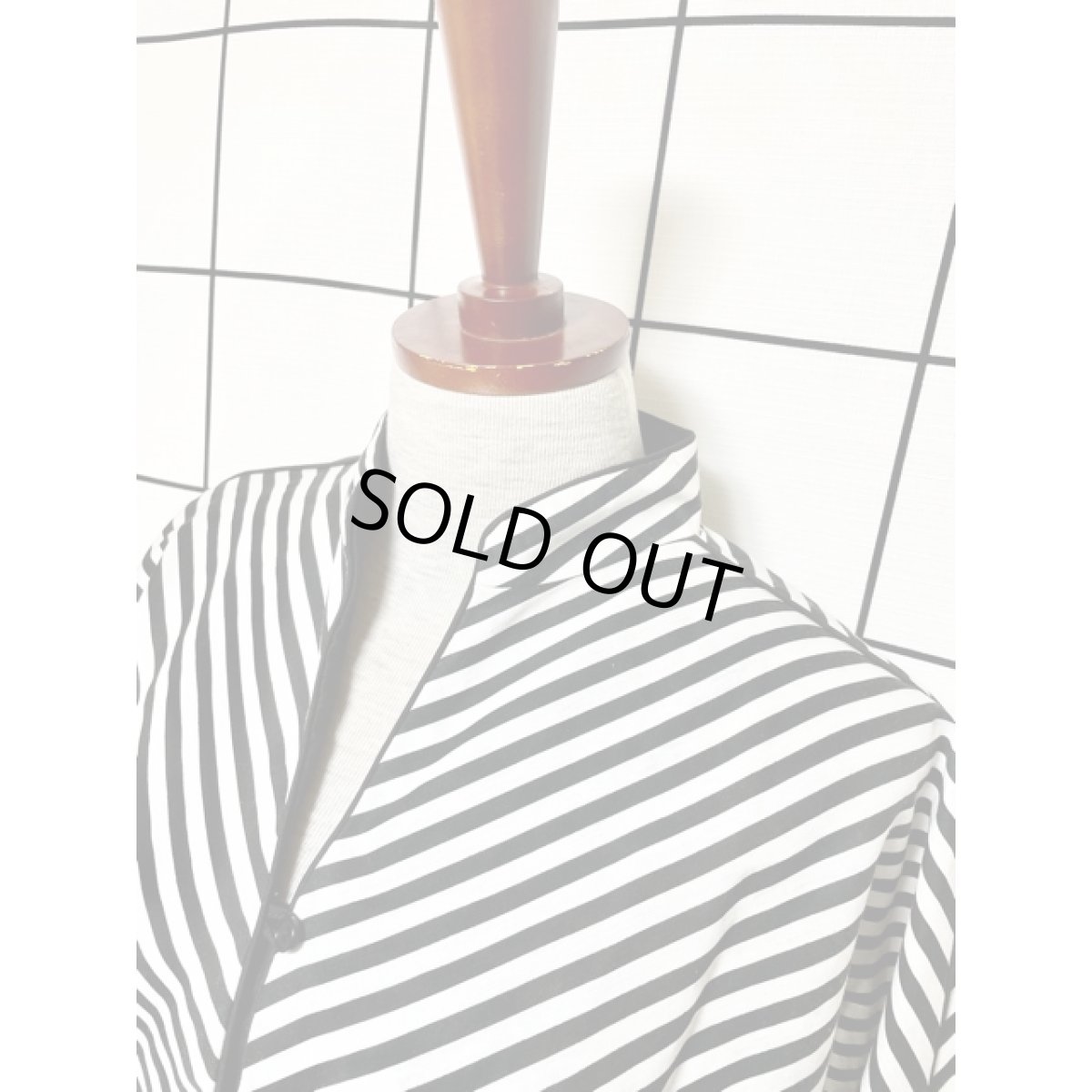 画像4: アメリカ古着 ワンピース ヴィンテージ モノクロストライプ ウエストゴム レトロ (4)