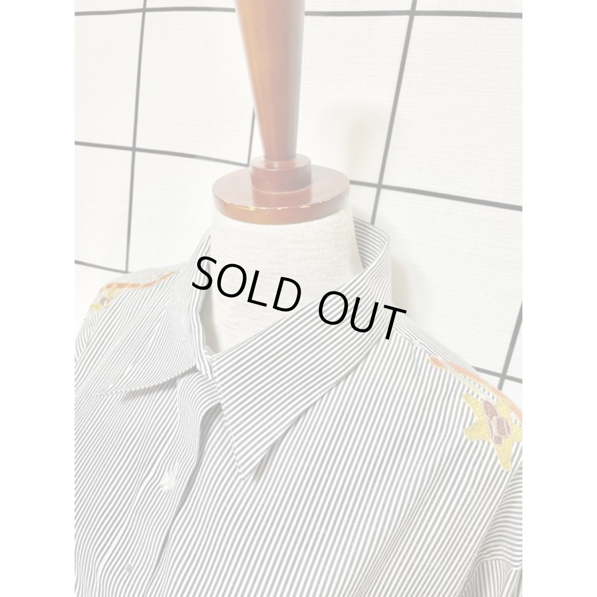 画像4: アメリカ古着 スター ブーツ ハット パッチデザイン ストライプ オーバーサイズ 長袖 シャツ ヴィンテージブラウス (4)