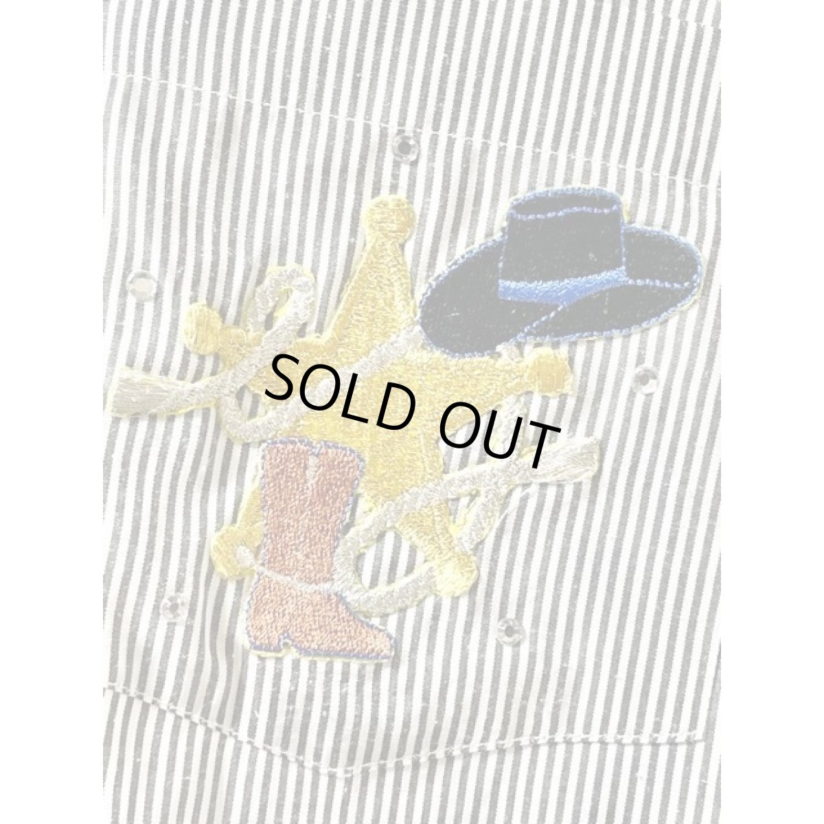 画像7: アメリカ古着 スター ブーツ ハット パッチデザイン ストライプ オーバーサイズ 長袖 シャツ ヴィンテージブラウス (7)