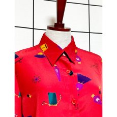 画像6: アメリカ古着 洋服 ファッション小物プリント 80's 90's 長袖 シャツ ヴィンテージブラウス (6)