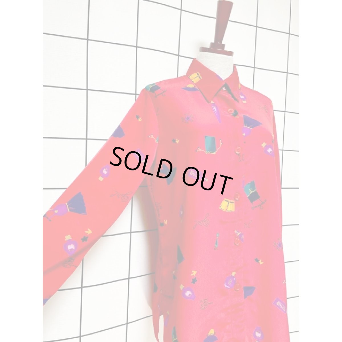 画像7: アメリカ古着 洋服 ファッション小物プリント 80's 90's 長袖 シャツ ヴィンテージブラウス (7)