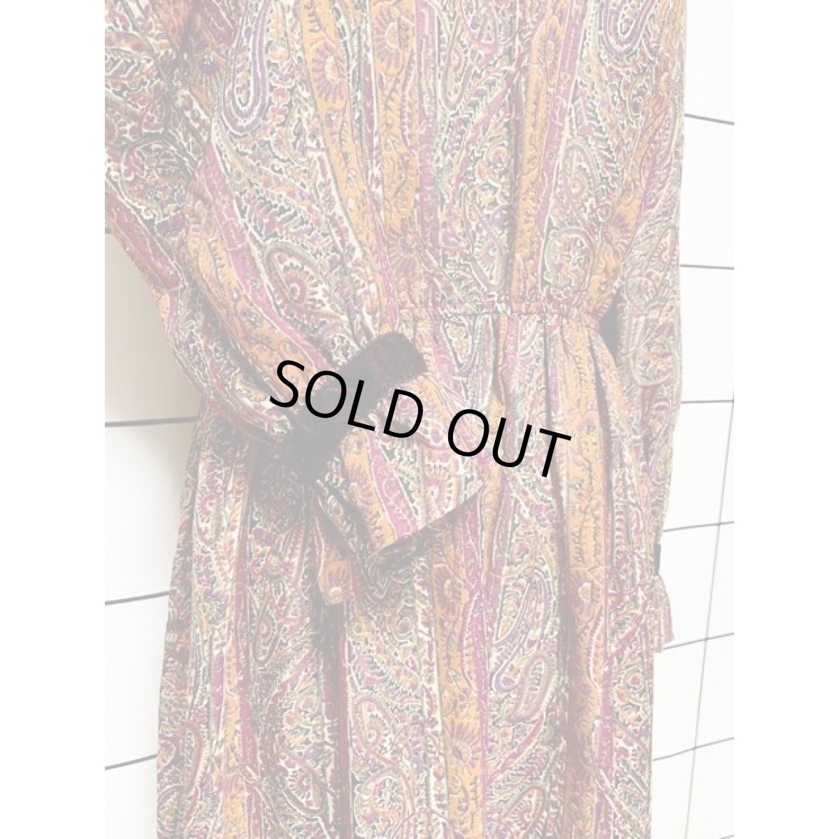 画像7: アメリカ古着 ワンピース ヴィンテージ ペイズリー フリル ベルベット レトロ 長袖 (7)