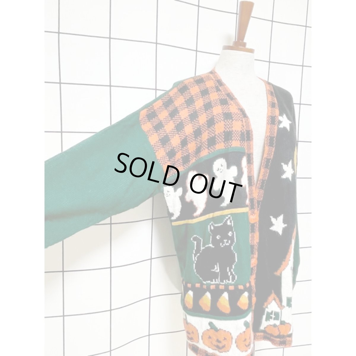 画像6: アメリカ古着 ハロウィンにぴったり かぼちゃボタン ヴィンテージニットカーディガン (6)