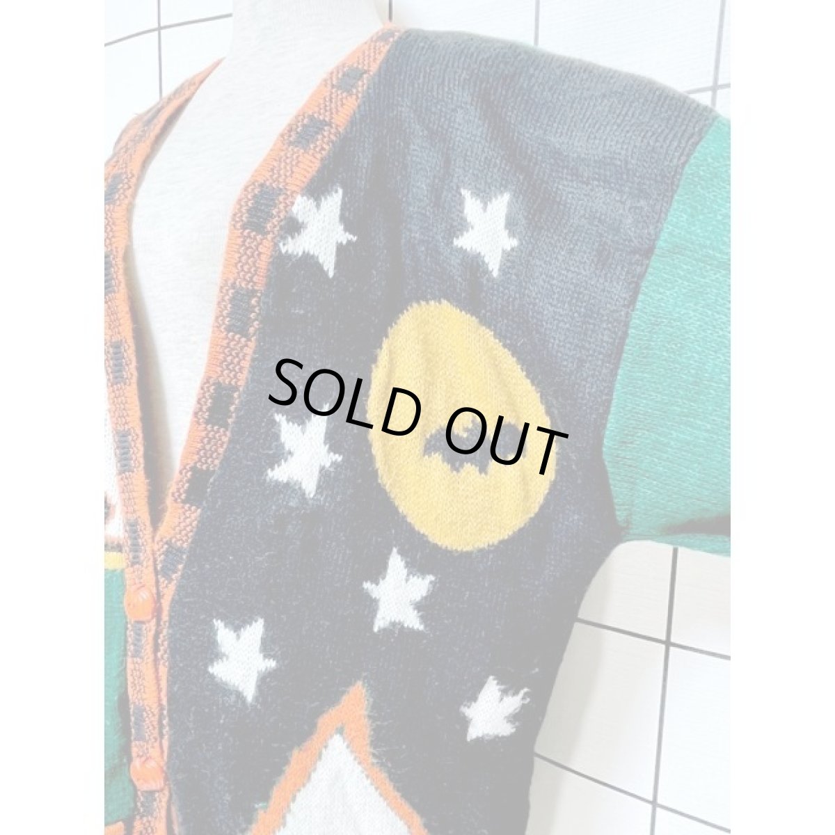 画像11: アメリカ古着 ハロウィンにぴったり かぼちゃボタン ヴィンテージニットカーディガン (11)