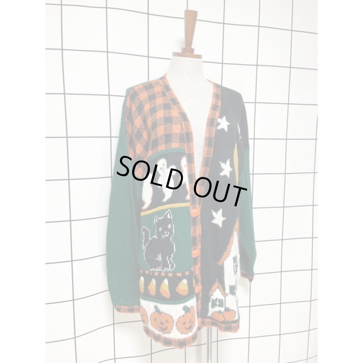 画像3: アメリカ古着 ハロウィンにぴったり かぼちゃボタン ヴィンテージニットカーディガン (3)