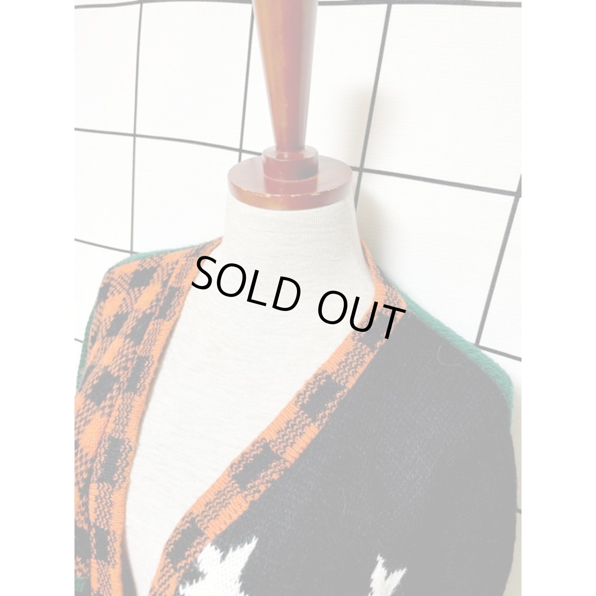 画像4: アメリカ古着 ハロウィンにぴったり かぼちゃボタン ヴィンテージニットカーディガン (4)