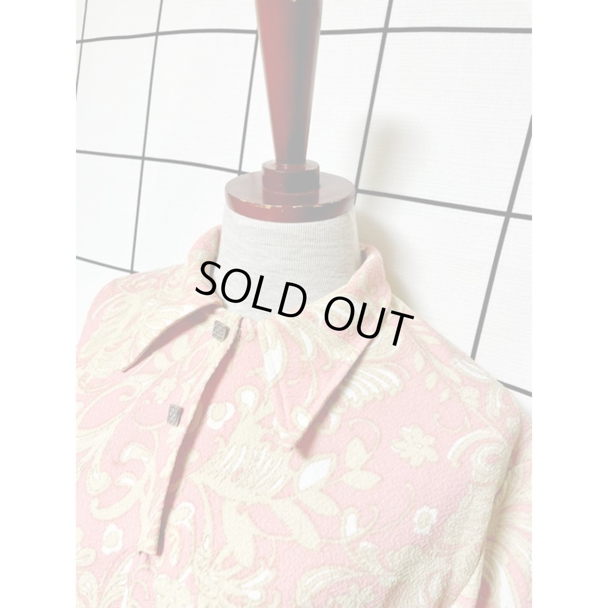 画像4: ヨーロッパ古着 ワンピース ヴィンテージ 60's ボタニカルモチーフ 配色可愛い (4)