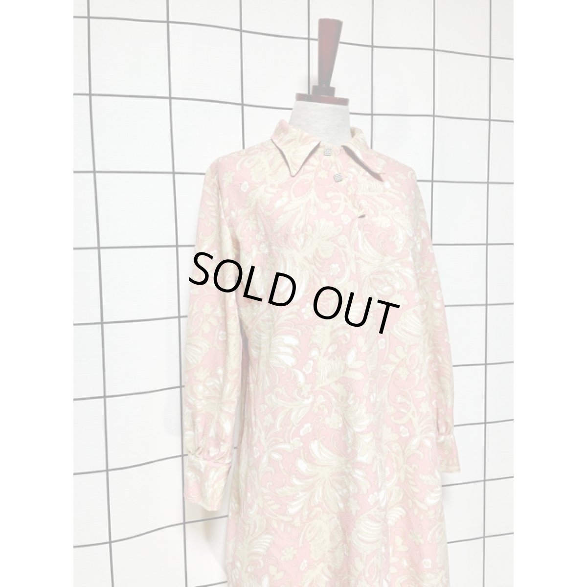 画像3: ヨーロッパ古着 ワンピース ヴィンテージ 60's ボタニカルモチーフ 配色可愛い (3)