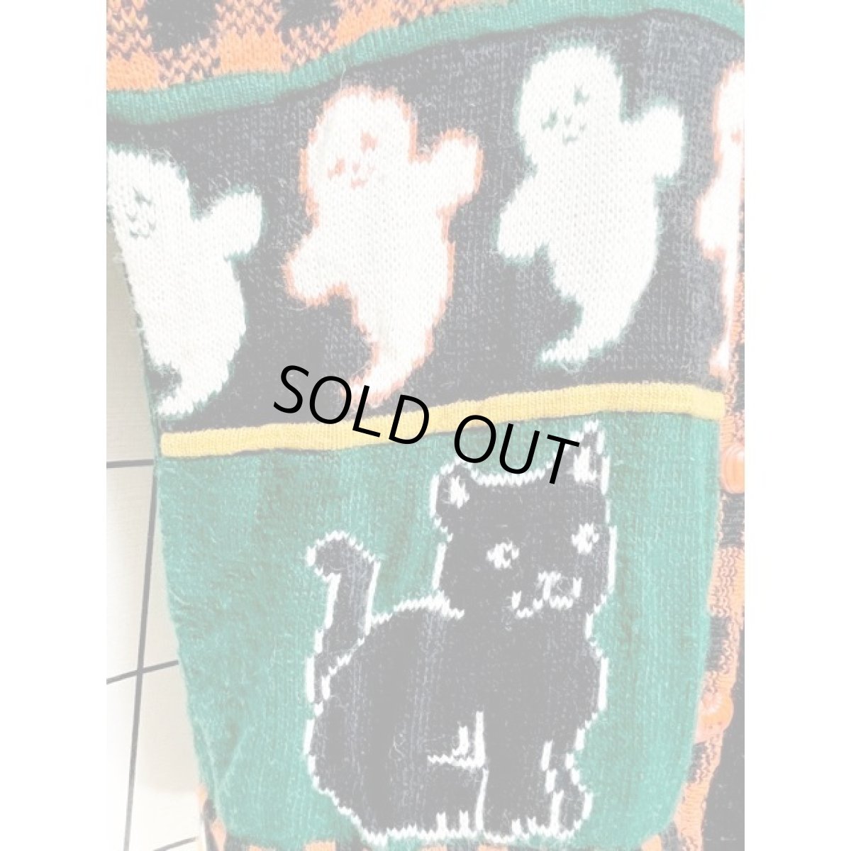 画像7: アメリカ古着 ハロウィンにぴったり かぼちゃボタン ヴィンテージニットカーディガン (7)