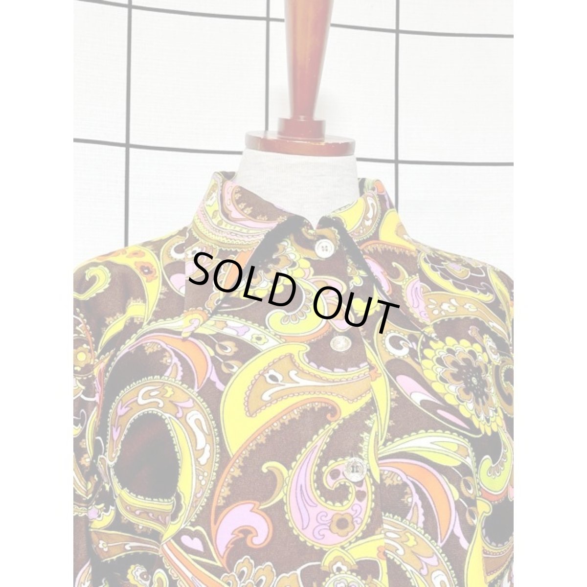 画像5: ヨーロッパ古着 レトロポップサイケ ペイズリーモチーフ 花柄 レトロ 長袖 シャツ ヴィンテージブラウス (5)