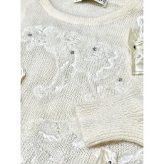 画像8: ヨーロッパ古着 西ドイツ製 アニマル模様編み 刺繍入りパッチ モヘア レトロ ヴィンテージニットセーター (8)