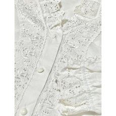 画像10: ヨーロッパ古着 贅沢な花刺繍装飾  大人クラシカル レトロ 長袖 シャツ ヴィンテージホワイトブラウス (10)