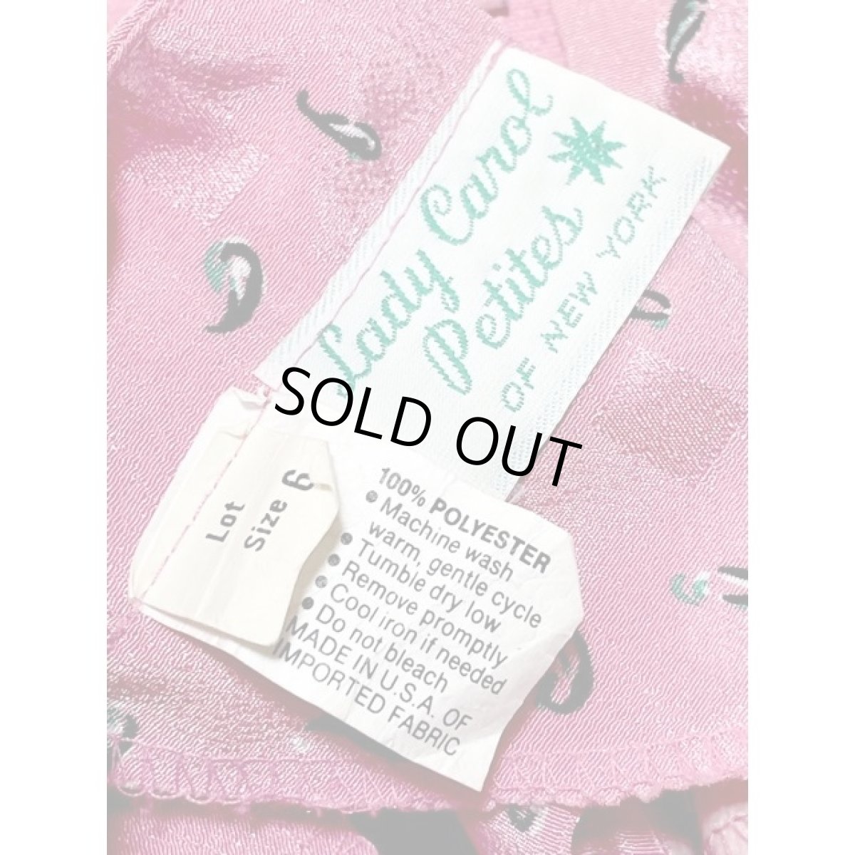 画像15: アメリカ古着 ワンピース ヴィンテージ ベルト付 レトロ柄 スクエア織り タック (15)