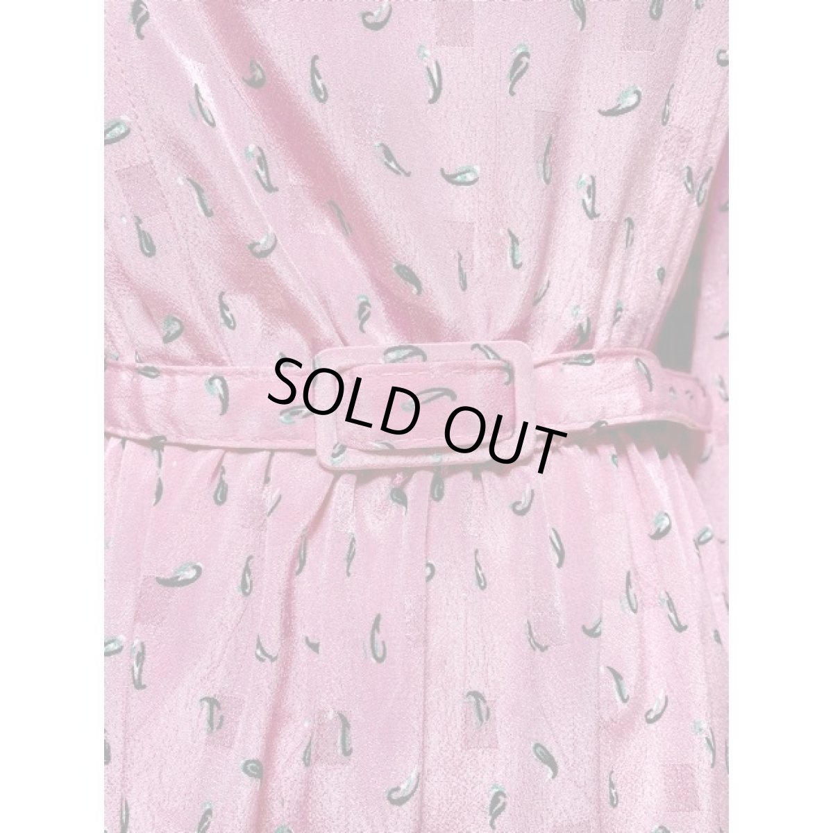 画像9: アメリカ古着 ワンピース ヴィンテージ ベルト付 レトロ柄 スクエア織り タック (9)