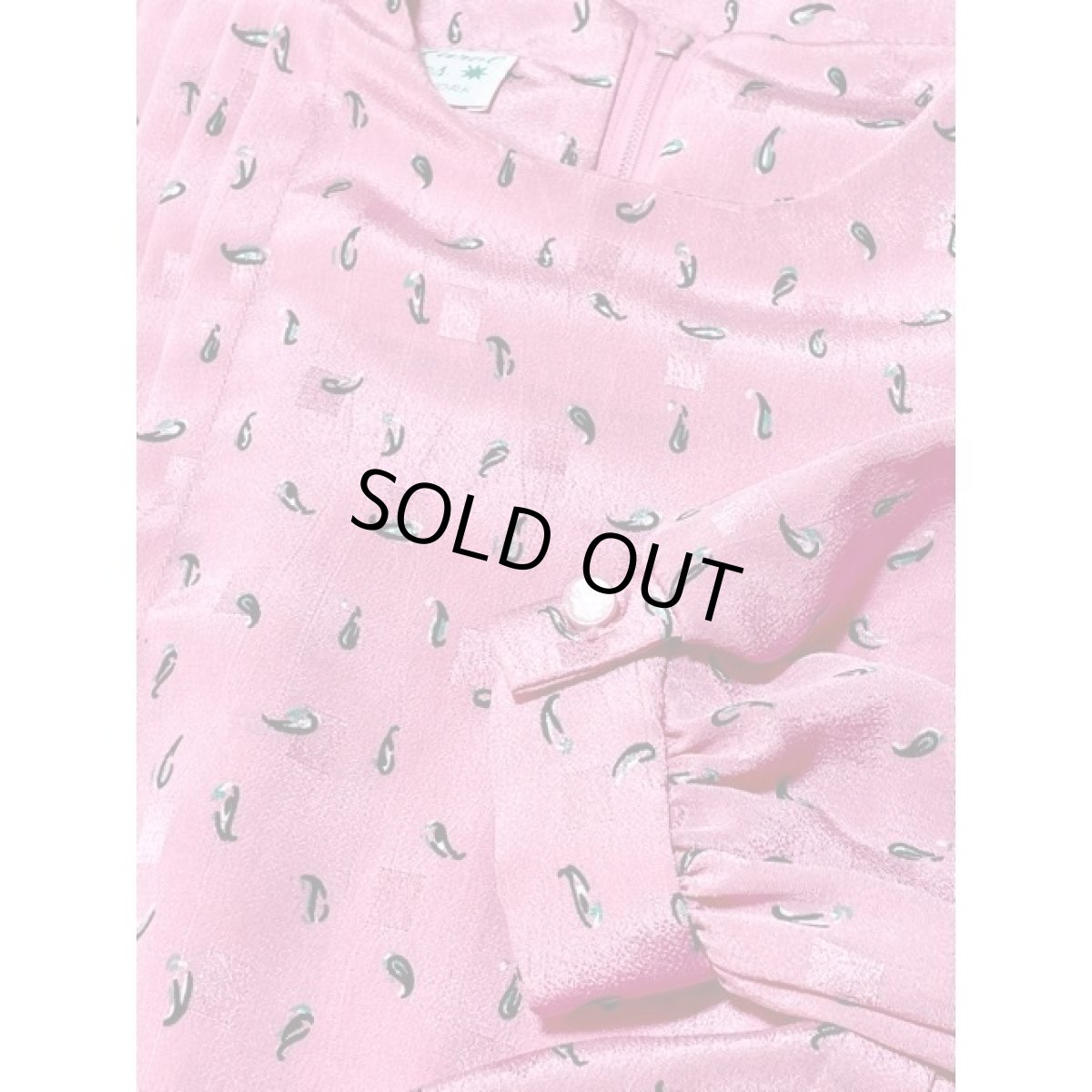 画像12: アメリカ古着 ワンピース ヴィンテージ ベルト付 レトロ柄 スクエア織り タック (12)