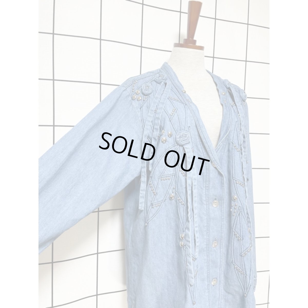 画像6: アメリカ古着 デニムジャケット ヴィンテージ スタッズ  リボン レトロ (6)