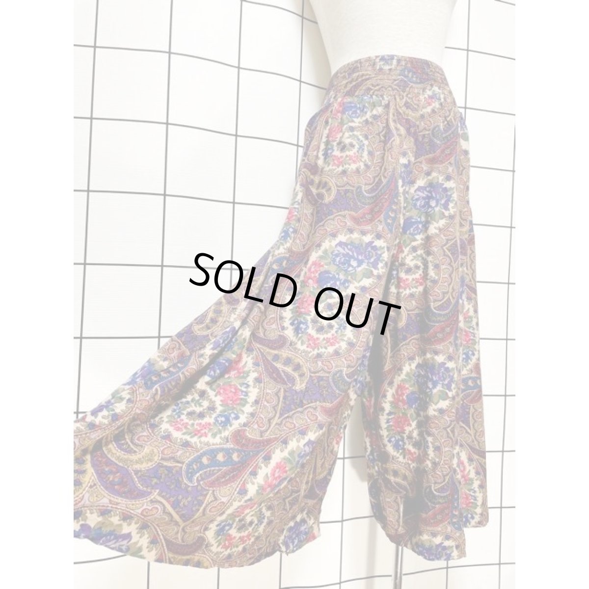 画像6: アメリカ古着 超ワイド 花柄 ペイズリーモチーフ模様 レトロ ヴィンテージパンツ (6)