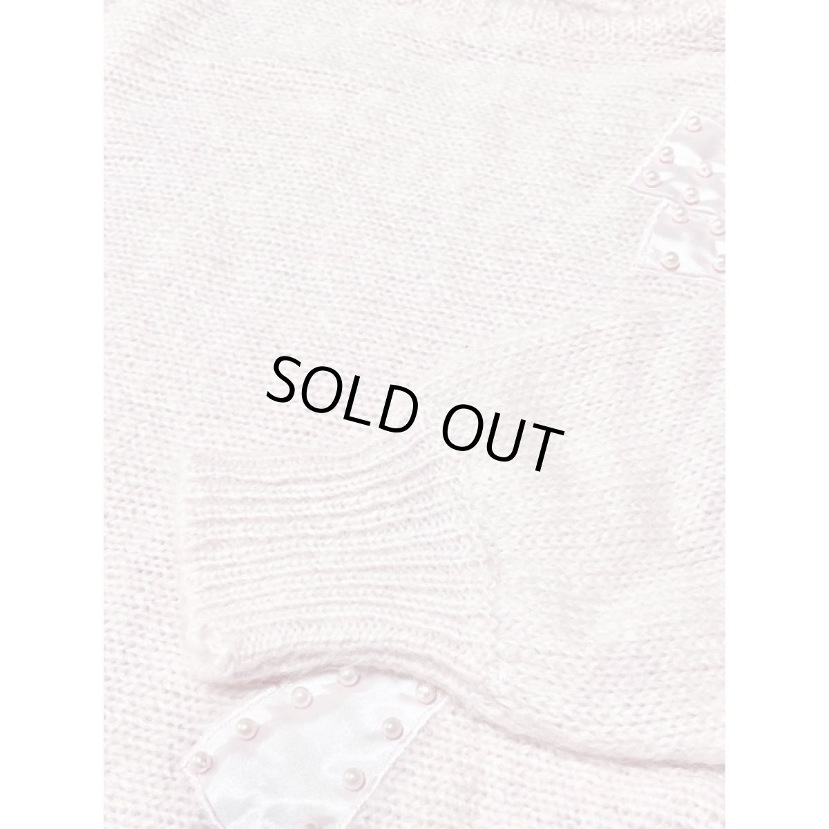 画像7: アメリカ古着 リボン パール プルオーバー ニットセーター ピンク (7)