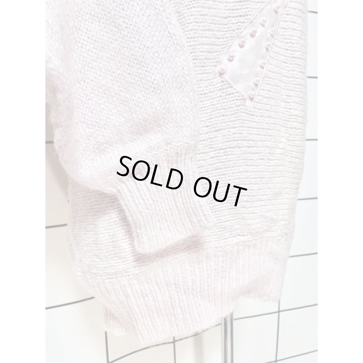 画像6: アメリカ古着 リボン パール プルオーバー ニットセーター ピンク (6)